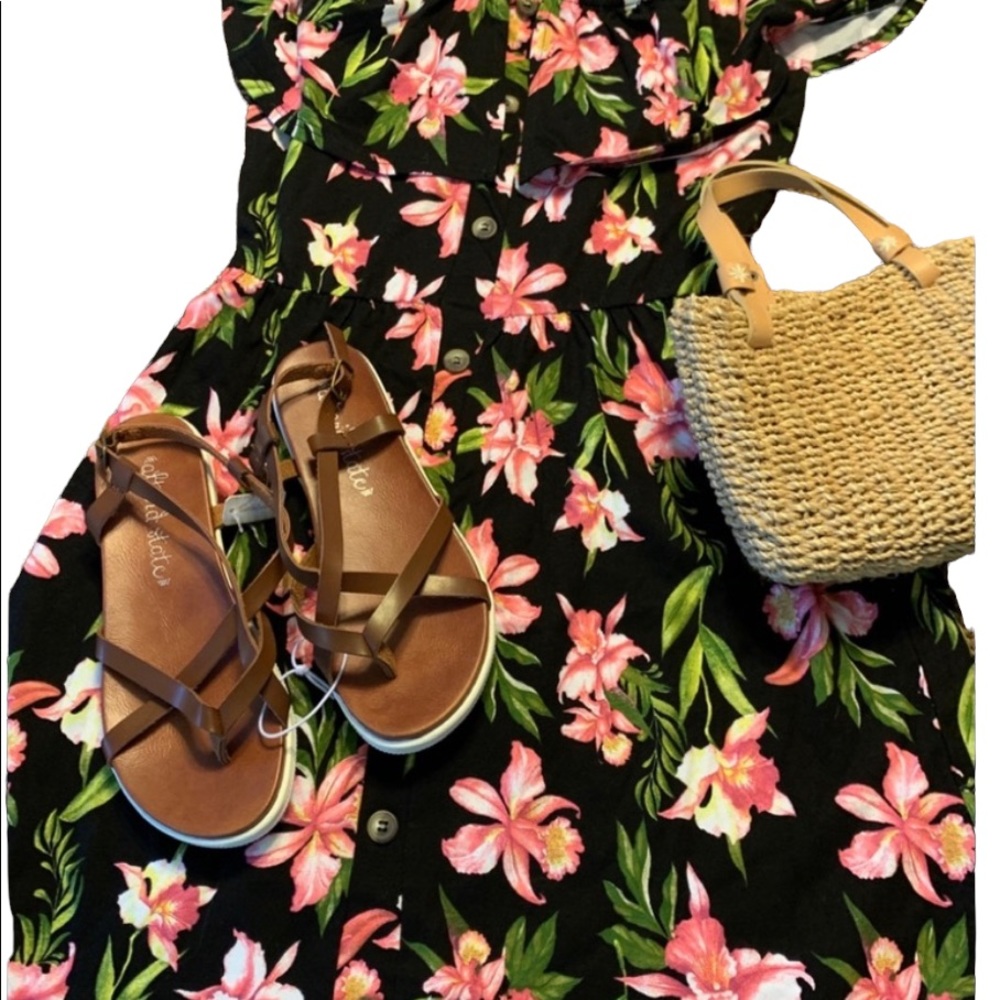 NWT ASOS Tropical Sun Dress Sz 6 Floral - Picture 3 of 7